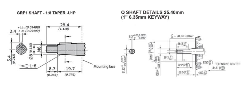 OMT LMH Bell Housing & Drive Coupling, Group 1 Gear Pump, 7-18HP, 25.4mm Engine Shaft 6.35mm Key